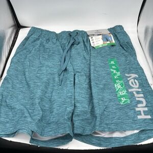 Hurley Shorts Swim Trunks Mens Size XL Blueish Green Black Stripes w Black Liner